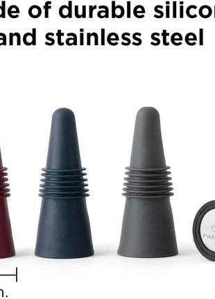Rabbit W6121 Bottle Stoppers Set of 4, Multicolor Wine Bottle Caps to Preserve Freshness, Stylish and Durable, Perfect for Parties and Gifts
