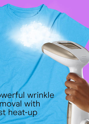 Conair Handheld Garment Steamer for Clothes, Turbo ExtremeSteam 1875W Fabric Steamer, Portable Handheld Design, Strong Penetrating Steam, White/Champagne