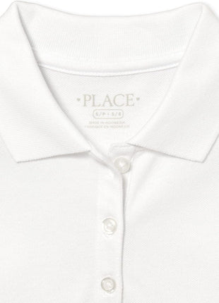 The Children's Place girls Short Sleeve Ruffle Pique Polo Shirt, White 2 Pack, Small US
