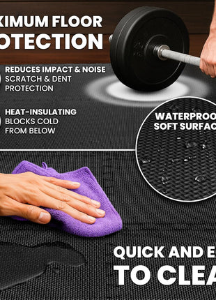 bemaxx Gym Mats Set - 18 pcs EVA Interlocking Foam Floor Tiles (12.6 inchx12.6 inchx0.4 inch) 18sqft Protective Gym Flooring Sports Home Workout Exercise Mats Puzzle Garage Fitness Play-Room Pool Treadmill Bike