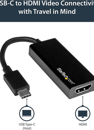 StarTech.com USB-C to HDMI Video Adapter Converter - 4K 30Hz - Thunderbolt 3 Compatible - USB 3.1 Type-C to HDMI Monitor Travel Dongle Black (CDP2HD)