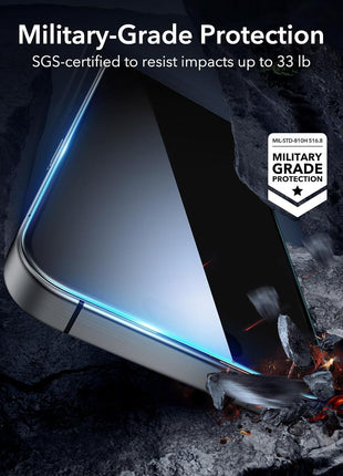ESR 3 Pack for iPhone 16 Pro Max Screen Protector, Align Frame | Military Grade Shatterproof, 9H Tempered Glass, Scratch-Resistant, Full-Coverage Protection, Easy Installation Tool