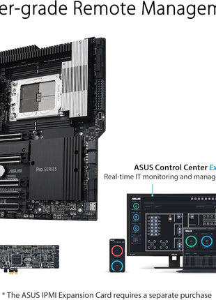 ASUS Pro WS TRX50-SAGE WIFI CEB Workstation motherboard, AMD Ryzen Threadripper PRO 7000 WX,ECC R-DIMM DDR5, 36 power-stage, WiFi 7,PCIe 5.0 x 16,PCIe 5.0 M.2, 10 Gb and 2.5 Gb LAN, multi-GPU support.