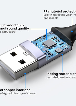 MOSWAG USB to 3.5mm Jack Audio Adapter 0.65Feet/20cm, External Sound Card Support Mic TRRS Headset with 3.5mm Aux Stereo Converter Compatible with Windows, PC, Laptop, Mac, Linux, Desktops, PS4