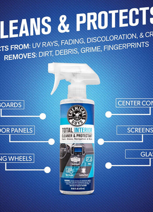 Chemical Guys Total Interior Cleaner & Protectant – Chemical Guys Interior Cleaner, Cleans & Protects Leather, Vinyl, Plastic, Rubber, Glass with a Streak-Free Finish — Cars, Trucks, SUVs, RVs, 32 oz