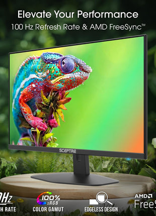 Sceptre New 24-inch Gaming Monitor 100Hz 1ms DisplayPort HDMI x2 100% sRGB AMD FreeSync Build-in Speakers, Eye Care Frameless Machine Black 2025 (E248W-FW100T)