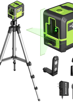 Weiddw laser level Instrument - Green Cross Line, for interior decoration, for vertical and horizontal measurement, 1200 mAh lithium battery, 10-hour standby time  1M tripod