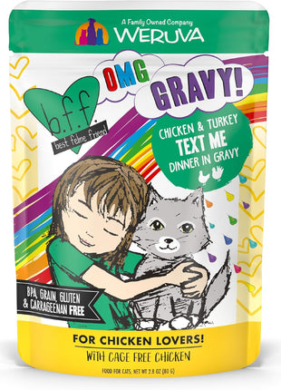 Weruva B.F.F. OMG - Best Feline Friend Oh My Gravy!, Rainbow A Gogo Variety Pack! Cat Food, 3oz Pouch (Pack of 12)