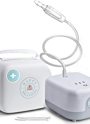 Happy Breathing Baby Nasal Aspirator, Hospital Grade Electric Nose Sucker for Newborns, Infants & Toddlers, 3 Suction Levels, Rechargeable Mucus Remover for Congestion, Soft Silicone Tips & Case
