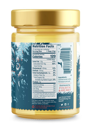 4th & Heart Himalayan Pink Salt Grass-Fed Ghee, Clarified Butter, 1:1 Butter Substitute, Pasture-Raised, Lactose & Casein Free, 9 oz