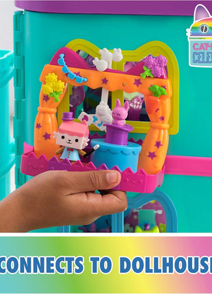 Gabby's Dollhouse Baby Box Talent Show Balcony Playset, 8-Pcs with Toy | Balcony Playset, Baby Box Cat Figure, Magic Hat Accessory, Surprise Toy Charm, Kids Toys for Girls & Boys Ages 3+