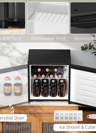 HOMCOM Mini Freezer Countertop Compact Upright Freezer 1.1 Cu.Ft Black | Removable Shelves, Reversible Door, Tabletop, Home, Dorm, Apartment, Office