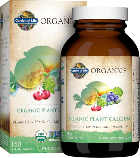 Garden of Life Organics Plant Calcium Supplement, 180ct | Magnesium & Vitamin D3 K2, Made from Whole Foods, Gluten-Free