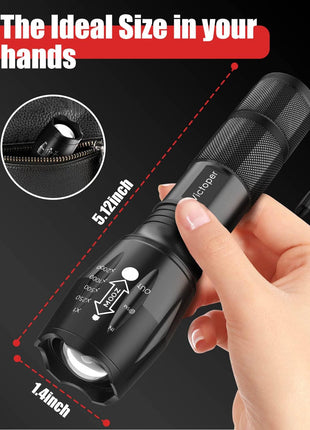 Victoper LED Flashlight 2 Pack, Bright Tactical Torch High Lumens 5 Modes, Waterproof Zoomable Flash Light for Outdoor, Birthday Gifts for Men, Dorm Room Hiking Camping Essentials Gear for Guys