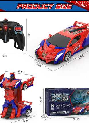 BLUEJAY Transform Rc Cars for Boys 4-7 8-12, 2.4Ghz Remote Control Car 1:18 Scale Transforming Robot, One-Button Deformation 360° Rotation Car Toy Gifts for Boys 3-5
