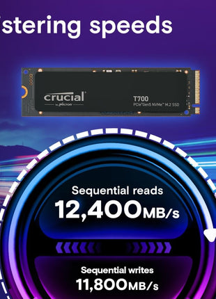 Crucial T700 PCIe Gen5 NVMe 2TB SSD, Up to 12,400MB/s, Intel & Ryzen Compatible, for Hardcore Gaming & High-Speed Storage, Solid State Drive – CT2000T700SSD3