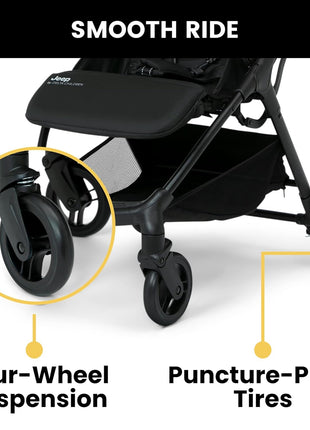 Jeep Altitude Compact Travel Stroller by Delta Children Greenguard Gold, Easy One Hand Fold, Lightweight, Extendable Canopy with Peek-a-Boo Window, Reclining Seat, 4 Wheel Suspension, Olive Green
