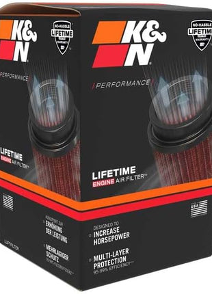 K&N High-Flow Original Lifetime Universal Clamp-On Air Filter: High Performance, Premium, Washable: Flange Diameter: 2.5 In, Filter Height: 6 In, Flange Length: 0.625 In, Shape: Round, RD-0720