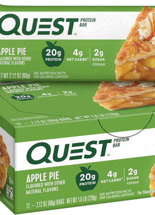 Quest Nutrition Apple Pie Protein Bar, 20g Protein, 4g Net Carbs, 2g Sugar, Gluten Free, Keto Friendly, 12 Count