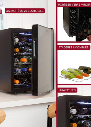 Koolatron Urban Series 20 Bottle Wine Cooler, Black Thermoelectric Wine Fridge, Freestanding Wine Refrigerator for Home Bar, Small Kitchen, Apartment, Condo, Cottage, RV