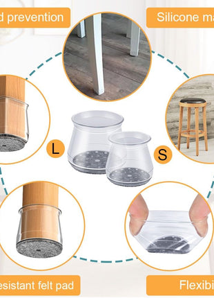 32 Pcs Chair Leg Floor Protectors - Silicone Felt Pads, Scratch-Proof & Noise-Free, Easy Smooth Moving, Large Size (Fits Round Chair Legs: 1-5/16 inch to 2 inch Diameter)
