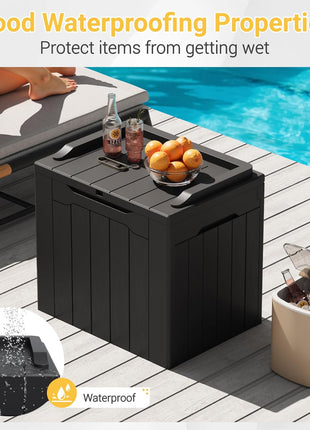 Greesum Outdoor Storage Box 31 Gallon Storage Box with Lid for Patio Furniture, Garden Tools, Pool Supplies, Waterproof and UV Resistant, Lockable, Dark Black