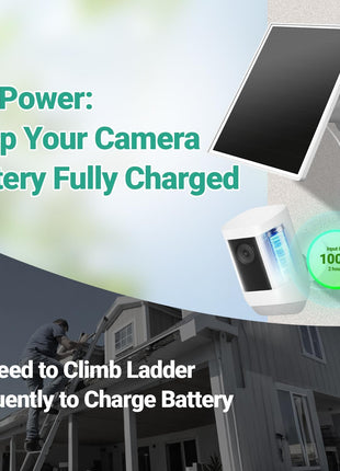 Solar Panel for Ring Camera, 6W Solar Charger with USB-C & Barrel Plug for Ring Stick Up Cam Plus/Pro & Spotlight Cam Battery Series, Waterproof, 16ft Cable, White
