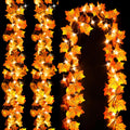 Luditek Fall Decor 3 Pack Fall Leaf Garland with Lights, Total 24.6ft 60 LED Halloween String Lights, Thanksgiving Decorations for Home Holiday Autumn Indoor Friendsgiving Gift