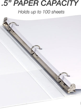 Samsill Economy 1/2-Inch 3-Ring View Binders, White, 12/Pack (I08517C)
