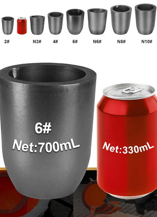 CANALHOUT 6Kg Graphite Crucible w/Pouring Spout for Melting Metal | Silicon Carbide Crucible, 1800°C(3272°F) High Temp, Melting Casting Refining Aluminum Gold Silver Brass Copper