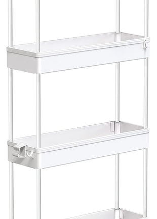 SPACEKEEPER Slim Rolling Storage Cart, 4 Tier Bathroom Cart Organizer,White | Narrow Rolling Cart with Wheels for Kitchen Office Bathroom Laundry Room,Mobile Utility Cart for Craft Art Makeup Nail Polish