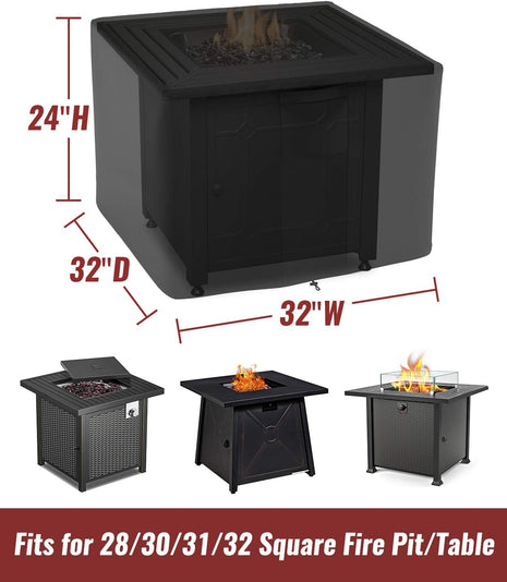 NUPICK 30 Inch Square Fire Pit Cover for Propane Fire Pit/Table, 100% Waterproof Cover Fits 28/30/32 Inch Fire Pit, All Weather Resistant