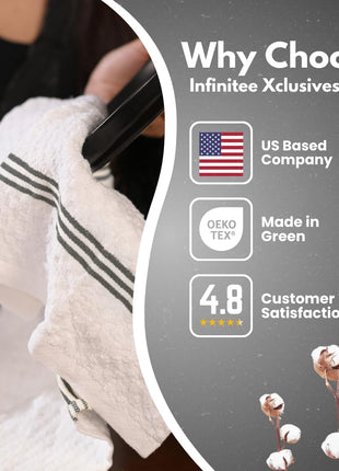 Infinitee xclusives 100% Cotton Kitchen Towels   15x25 Inch Ultra Soft Tea Towel, Super Absorbent Terry Dish Towels for Kitchen Linens |Grey|