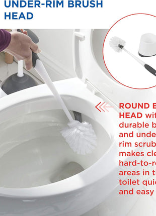 Clorox Under Rim Toilet Bowl Brush with Corner Storage Caddy, 16 x 5 x 5.5 in