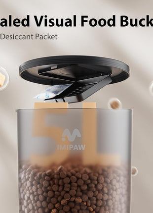 IMIPAW 5L Automatic Cat Feeder with Camera - AI Pet Recognition & Recording, Night Vision, 5G WiFi APP Remote Control, Two-Way Audio & Desiccant Bag, Timed Programmable Food Dispenser for Small Pets