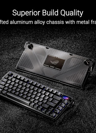 ASUS ROG Azoth Extreme Wireless Mechanical Gaming Keyboard 75% TKL, ROG NX Snow Linear Switches, PBT Keycaps, Aluminum Chassis, Carbon Fiber, Gasket Mount, Color OLED Screen, PC/Mac Support - Black
