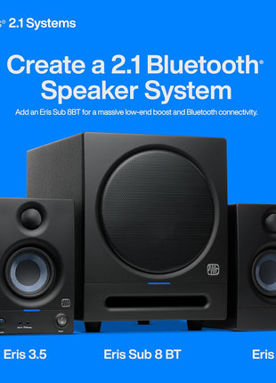 PreSonus Eris 3.5 Powered Studio Monitors, Pair — 3.5" Active Near | -Field Desktop Speakers for Music Production, Gaming, Movies & Hi-Fi | 50W, Woven-Composite Woofer, Silk-Dome Tweeter, Black