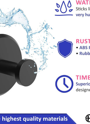 HOME SO Suction Cup Hooks for Shower & Bathroom Towel Holder 2-Pack – Suction Cups Hooks for Hanging Towels, Robes, & Coats - Tiles, Glass Door or Mirror – Shower Hooks & Towel Hooks Organizer - Black
