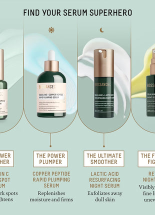 Biossance Squalane + Copper Peptide Rapid Plumping Serum - Face Serum for All Skin Types - Visibly Plumping + Firming Skin, Fine Lines + Wrinkles, Vegan Copper Peptides, Hyaluronic Acid