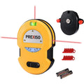 PREXISO Multi Surface Laser Level LED Light Vial, 30Ft Horizontal & Vertical Line Laser with Wall Mount Base, 2 Pins, 10 Sticker, 2 AA Batteries for Hanging Frames & Picture, Construction Wall Writing