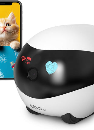Enabot EBO SE FamilyBot Home Camera Robot: 1080P Movable Pet Camera Indoor, Battery-Operated, Auto-Recharge, Night Vision, 2-Way Talk, Local Storage, APP Control