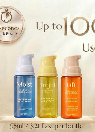 Curest Wash-Free Micro Bubble Mask - Korean Skin Care Set for Radiant Glow