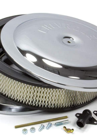 Proform 141-307 Chrome 14 inch Diameter Air Cleaner Kit with Raised Chevrolet Logo and 3 inch Paper Filter