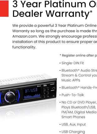 BOSS Audio Systems 616UAB Car Stereo With Bluetooth - Single DIN, MP3, USB, Aux-in, AM/FM, No CD DVD Player