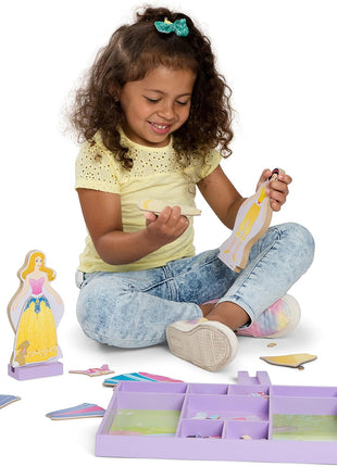 Melissa & Doug Disney Sleeping Beauty and Snow White Magnetic Dress-Up Wooden Doll Pretend Play Set (40+ pcs), Pretend Play & Preschool Toys for Kids Ages 3+