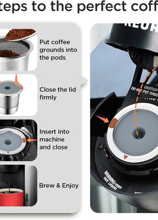 Noalto Reusable K Cups and Coffee Pods,Universal stainless steel k Cups for Keurig 2.0 and 1.0 Coffee Makers machine(2pack)