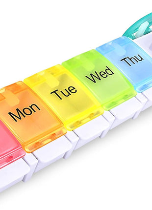 AUVON Weekly Pill Organizer Arthritis Friendly, BPA Free Travel 7 Day Pill Box Case with Spring Open Design and Large Compartment to Hold Vitamins, Cod Liver Oil, Supplements and Medication