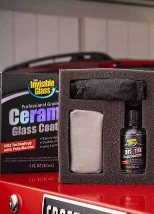 Invisible Glass 95151 Ceramic Glass Coating Kit – Long-Lasting, Rain Repellent & Hydrophobic Protection for Automotive Glass Windshields – Scratch & Weather Resistant – Quick, Easy Application – 30 mL