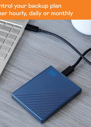 WD 5TB My Passport Ultra, Blue, Portable External Hard Drive, backup software with defense against ransomware, and password protection, USB-C and USB 3.1 - WDBFTM0050BBL-WESN