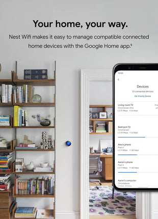 Google Nest Wifi Router AC2200 Mesh System 1-Pack Covers Up to 2200 Sq Ft